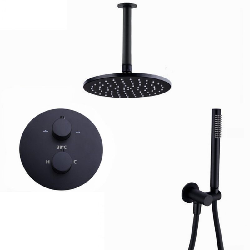 Showerset Milaan Rond 10 Inch Plafond Zwart
