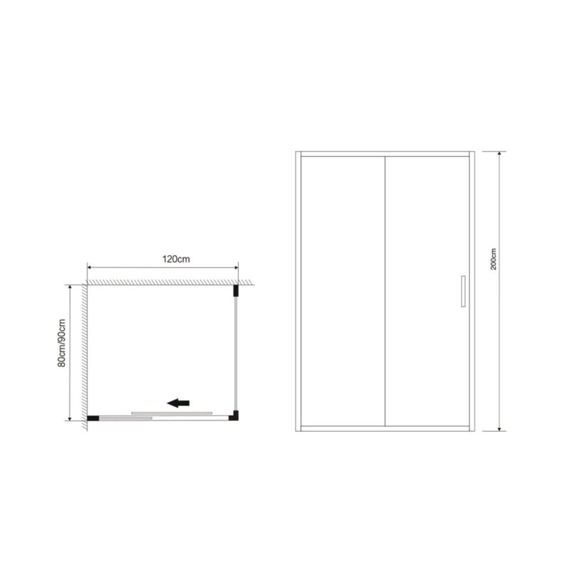 Douchecabine Brescia 120×80cm Chroom - Afbeelding 2