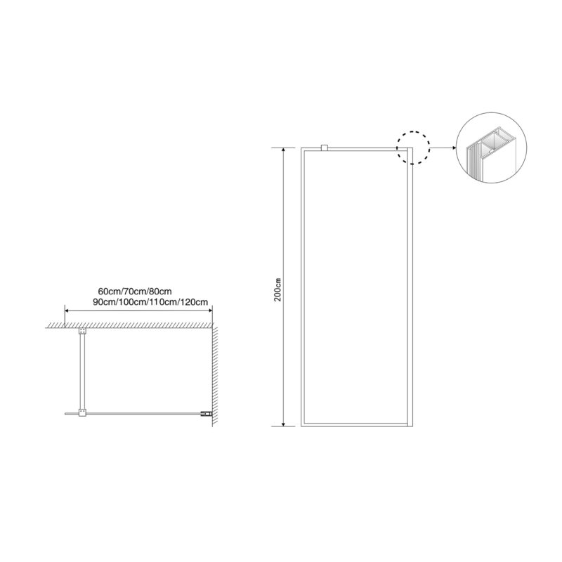 Inloopdouche Modena 80cm Zwart - Afbeelding 2