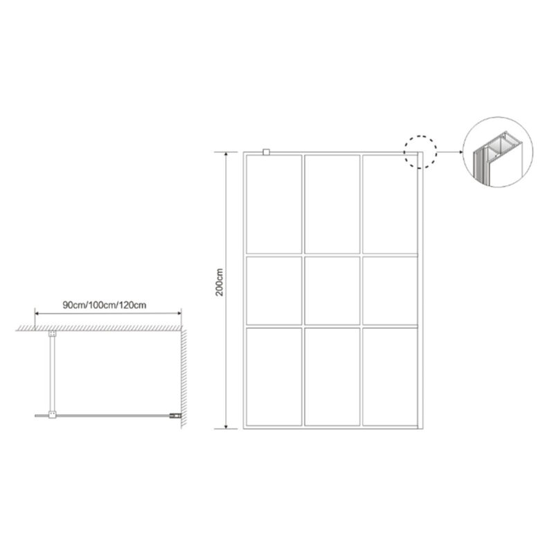 Inloopdouche Torino 100cm Zwart - Afbeelding 2