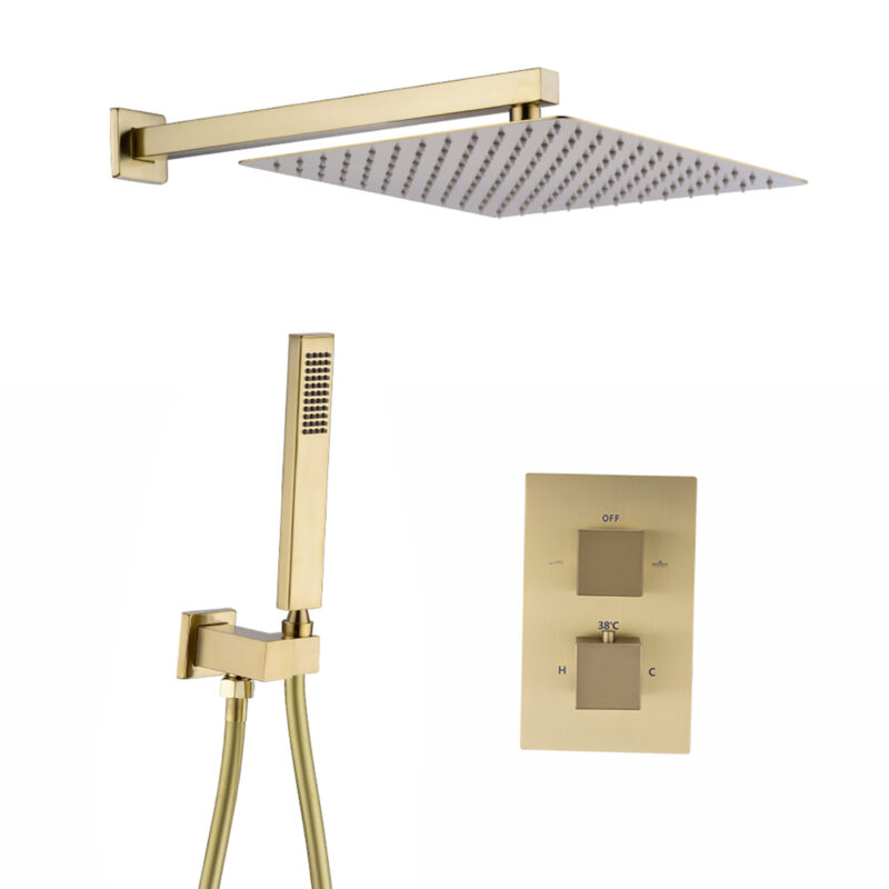 Showerset Palermo Vierkant 8 Inch Muur Brushed Gold