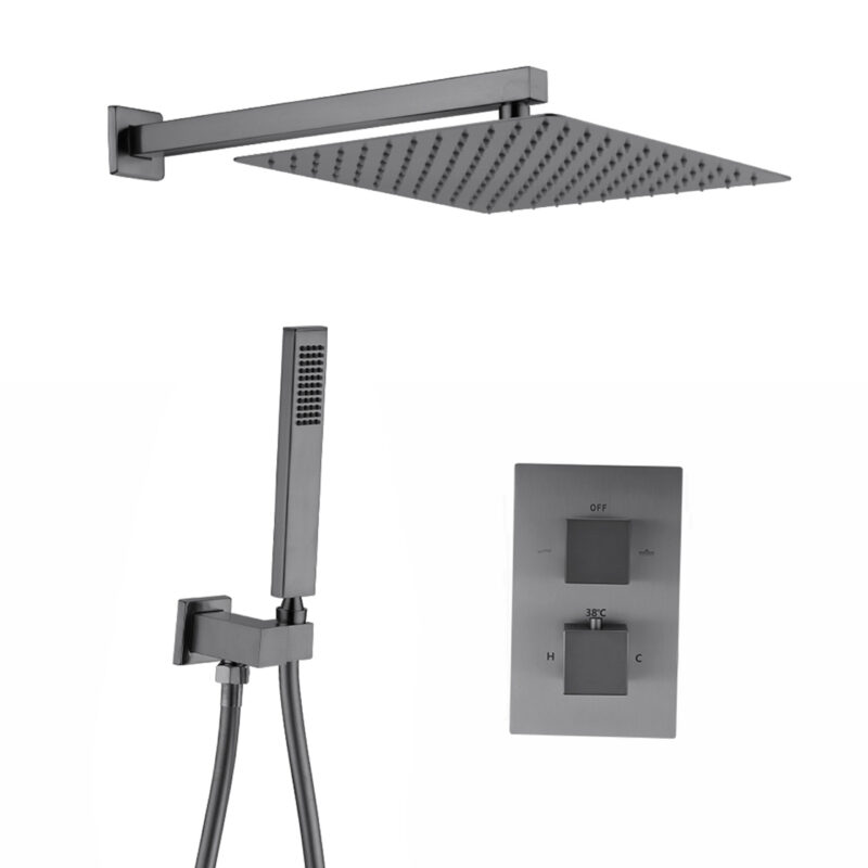 Showerset Palermo Vierkant 8 Inch Muur Gun Metal