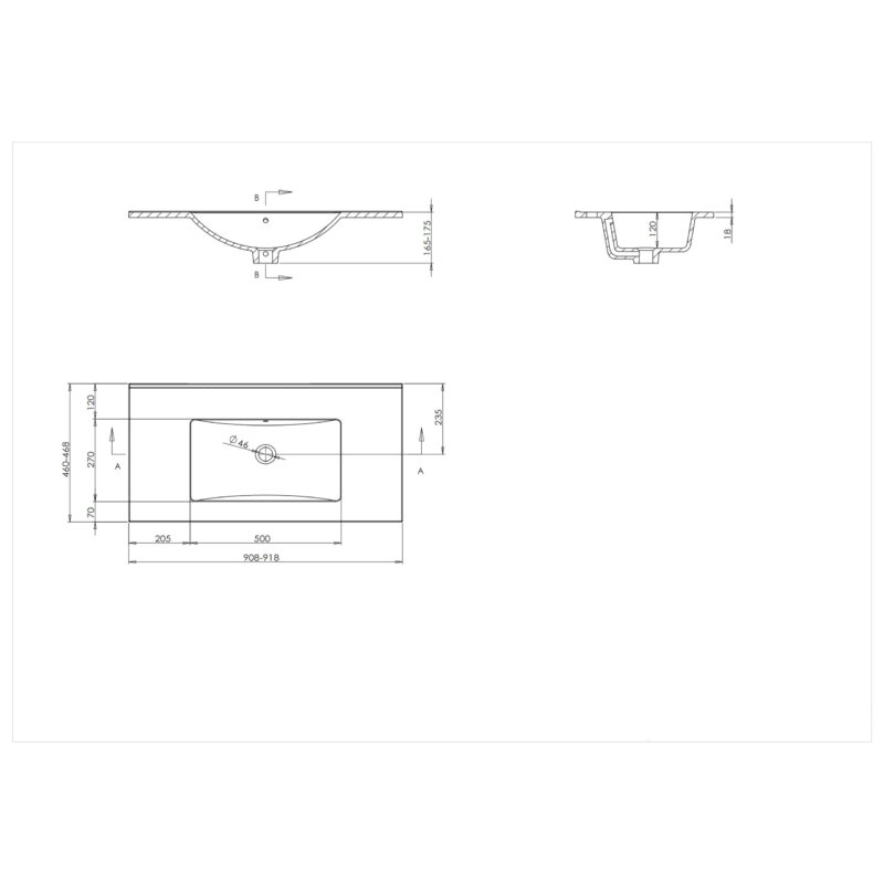 Wastafel Parijs 90cm Zonder Kraangat Mat Wit - Afbeelding 3