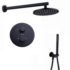 Showerset Milaan Rond 8 Inch Muur Zwart