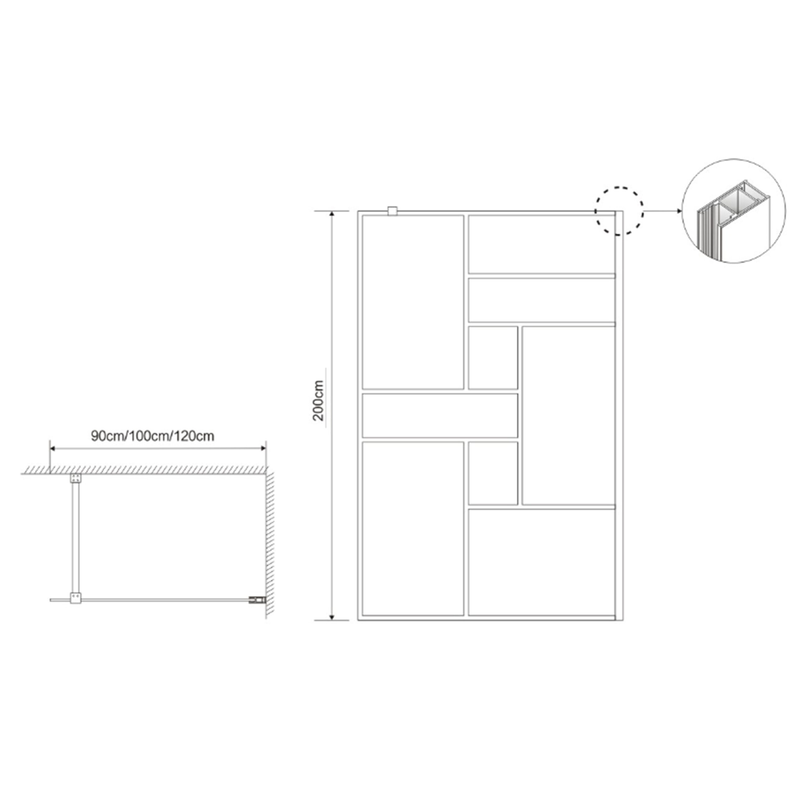 Inloopdouche Napoli 90cm Zwart - Afbeelding 2