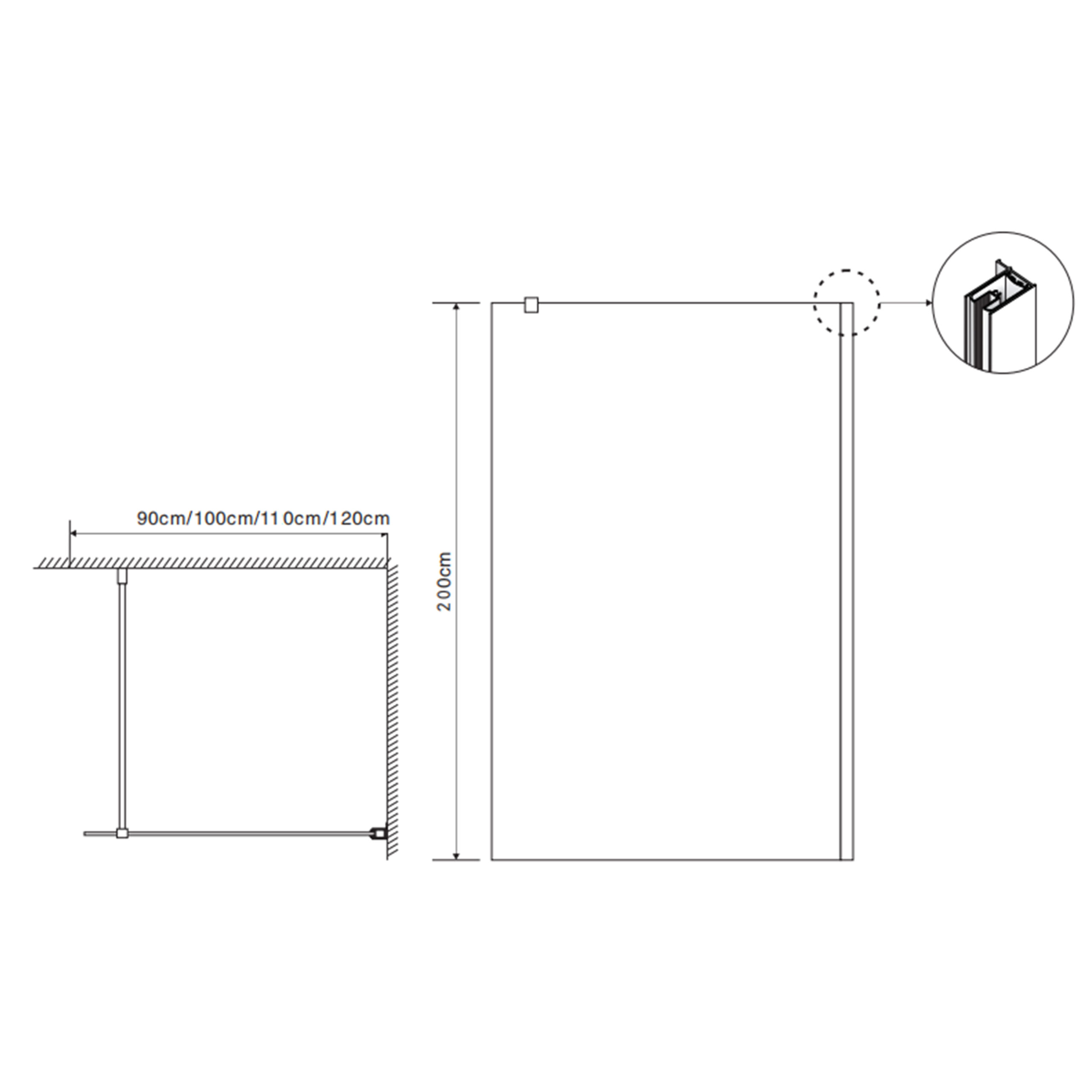 Inloopdouche Ravenna 90cm Chroom - Afbeelding 2